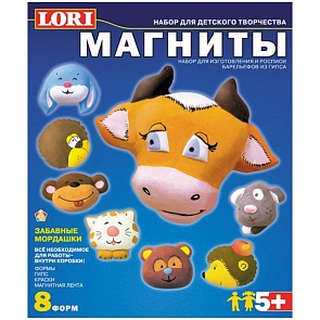 Фигурки на магнитах из гипса - Забавные мордашки, с краской (Лори, М-003)